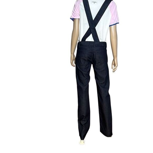 NWT J & Company Raw Denim Suspender Pants Straight Leg Size 28 - Picture 8 of 16